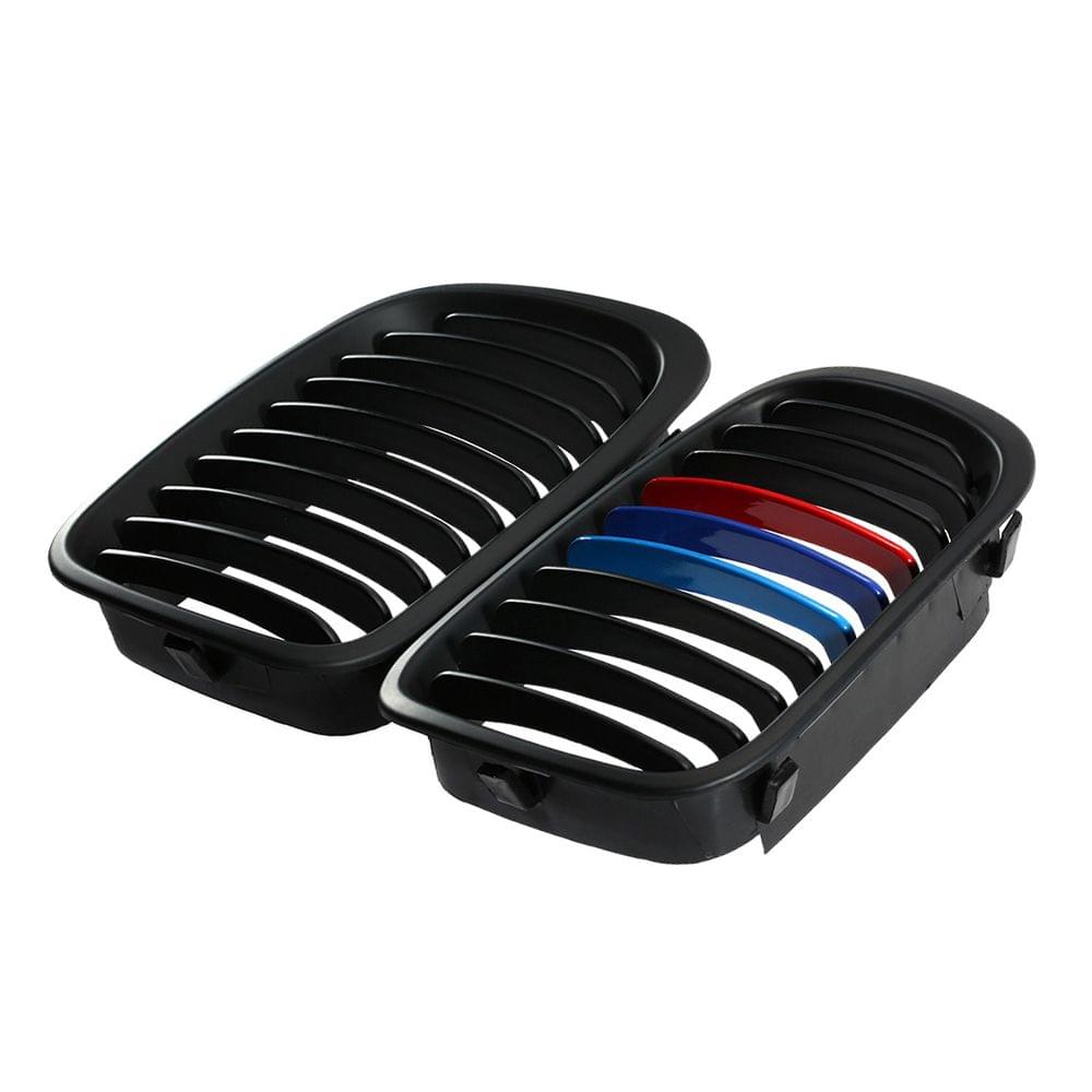 2Pcs Matte Black M-color Front Grille for BMW E46 3 Series 4