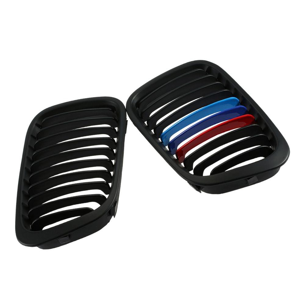 2Pcs Matte Black M-color Front Grille for BMW E46 3 Series 4