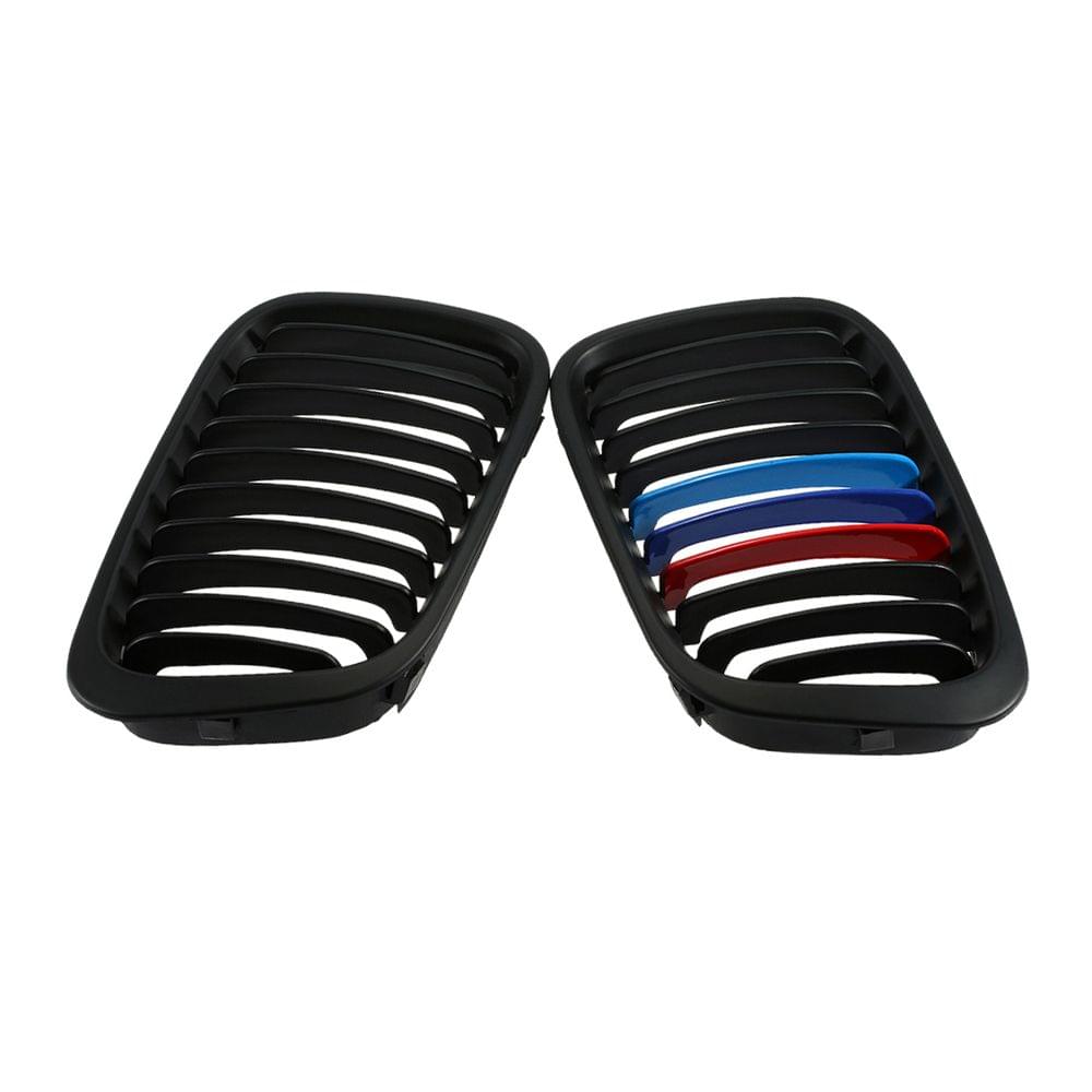 2Pcs Matte Black M-color Front Grille for BMW E46 3 Series 4