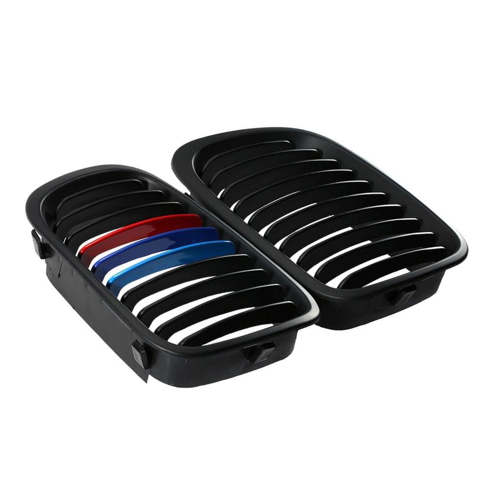 2Pcs Matte Black M-color Front Grille for BMW E46 3 Series 4