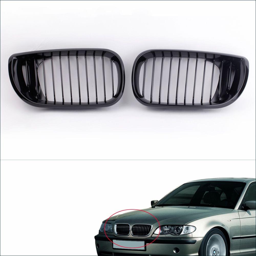 2Pcs Gloss Black Kidney Front Grille for BMW E46 3 Series 4
