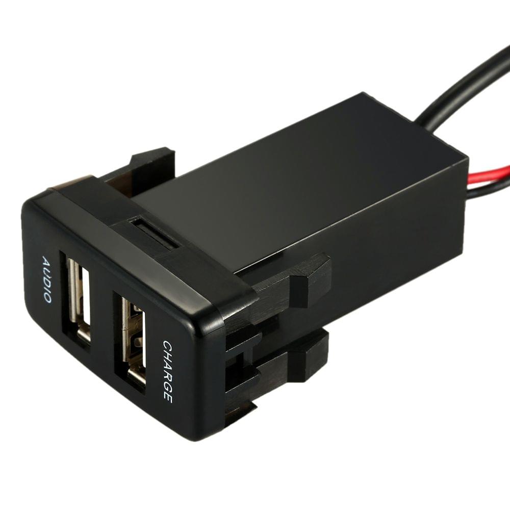 Car 5V 2.1A USB Interface Socket Charger + USB Audio Input