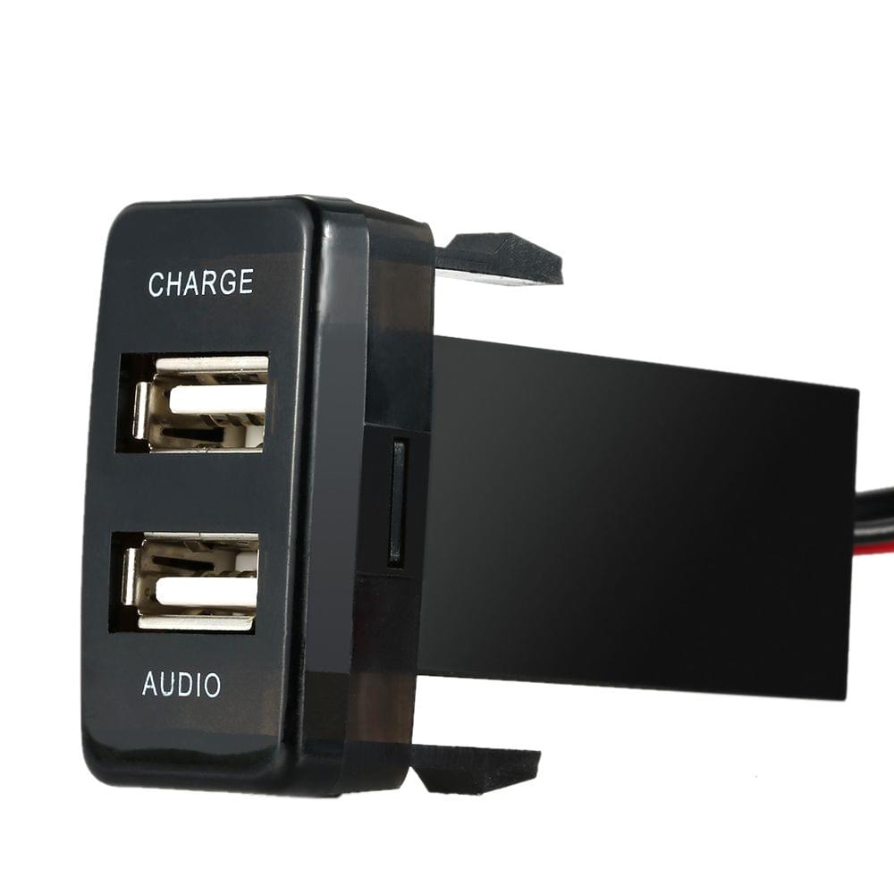 Car 5V 2.1A USB Interface Socket Charger + USB Audio Input
