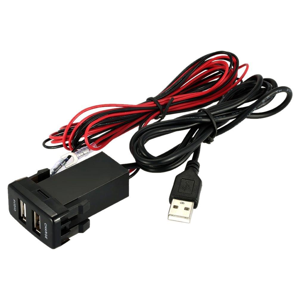 Car 5V 2.1A USB Interface Socket Charger + USB Audio Input