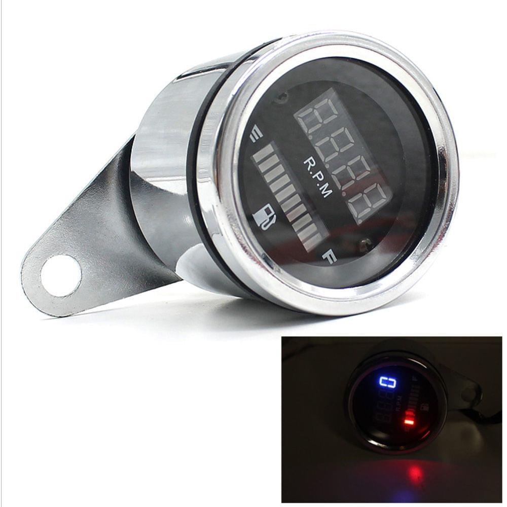 12V Motorcycle 2 in 1 Tachometer RPM Shift Meter Fuel Gauge