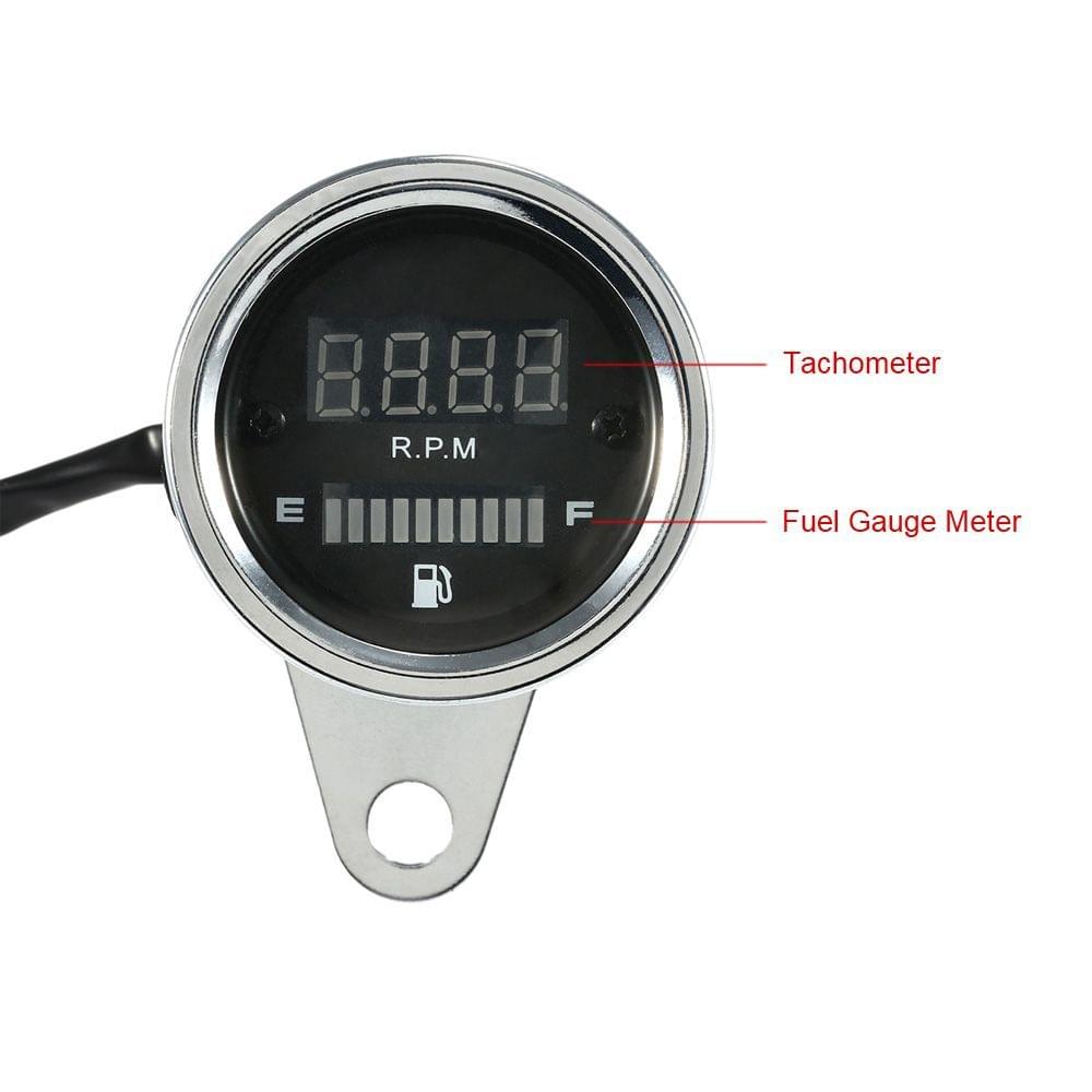 12V Motorcycle 2 in 1 Tachometer RPM Shift Meter Fuel Gauge