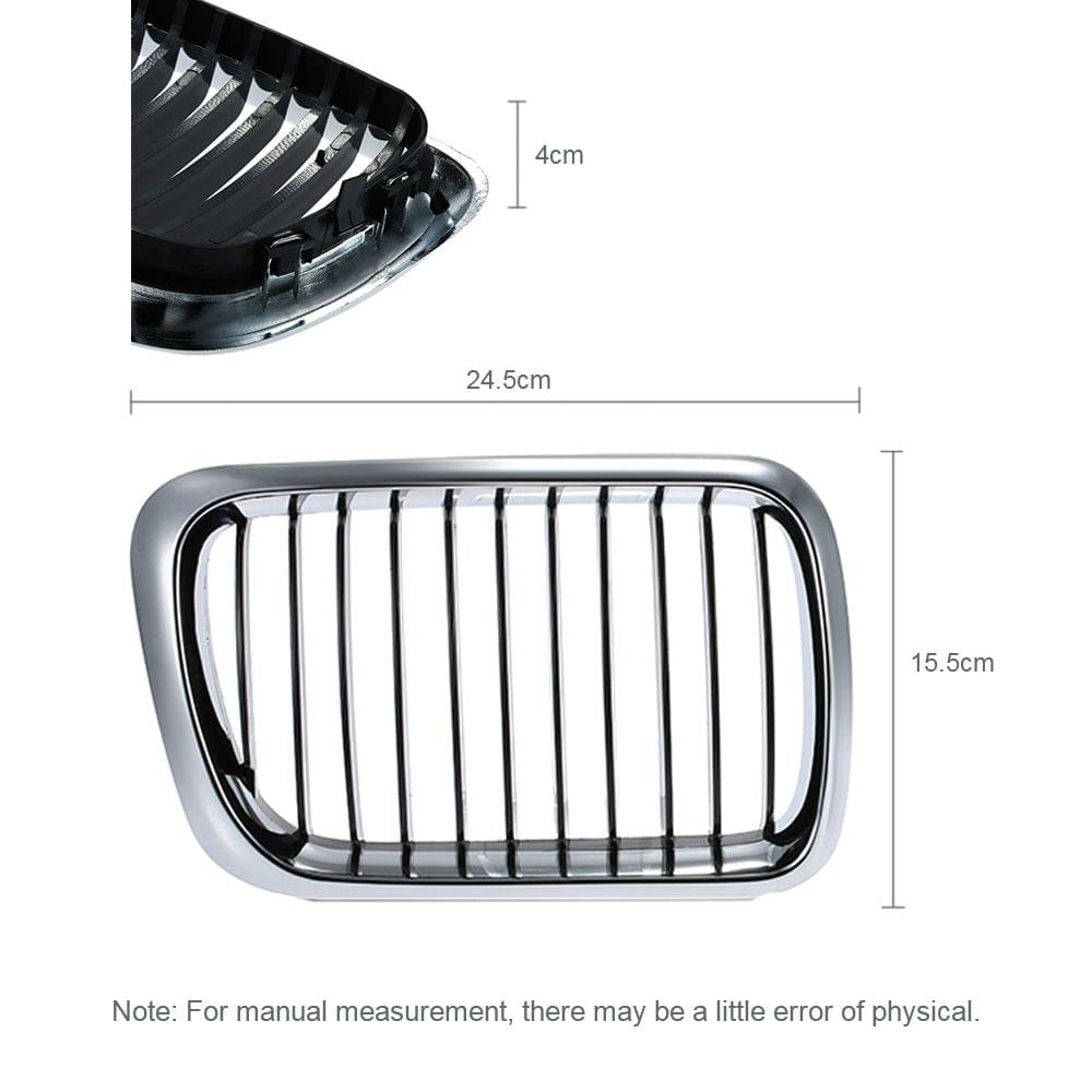 One Pair Front Center Wide Kidney Hood Grilles Half Silver