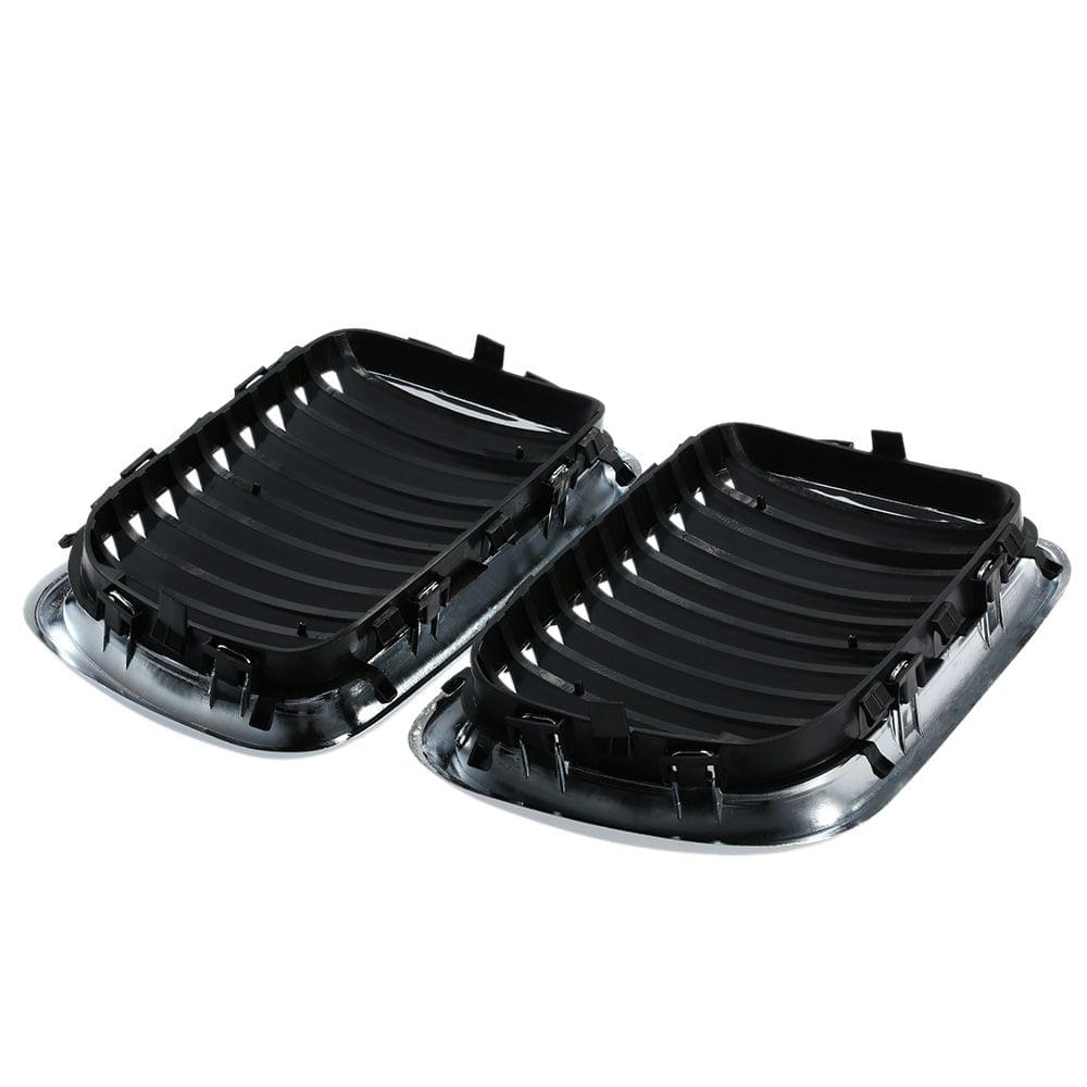 One Pair Front Center Wide Kidney Hood Grilles Half Silver