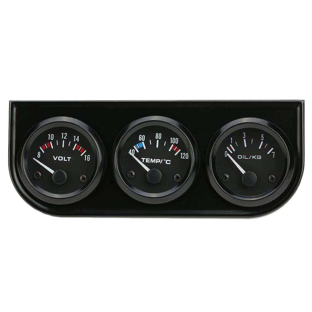 52mm Electronic Triple Gauge Kit Oil Pressure Water