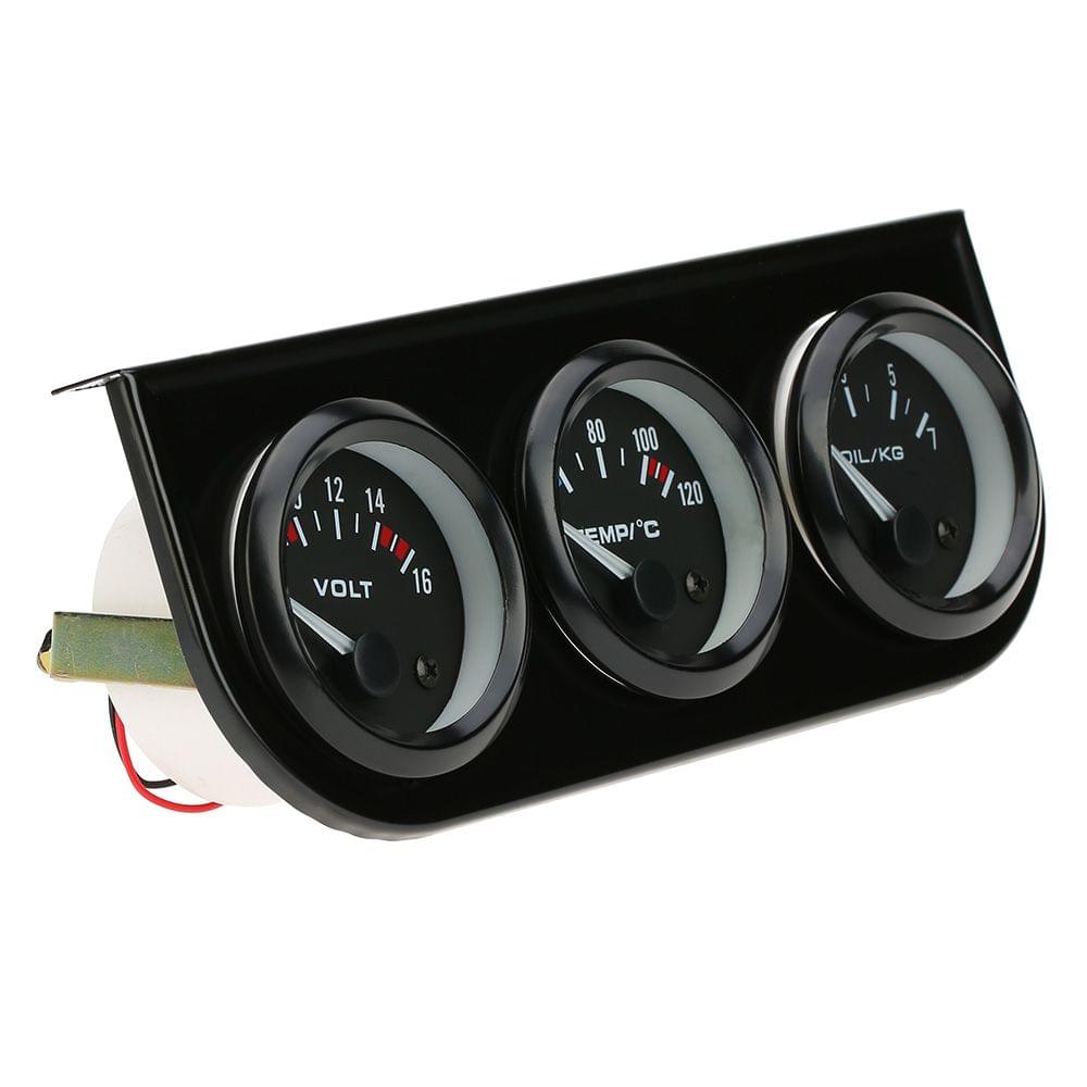 52mm Electronic Triple Gauge Kit Oil Pressure Water