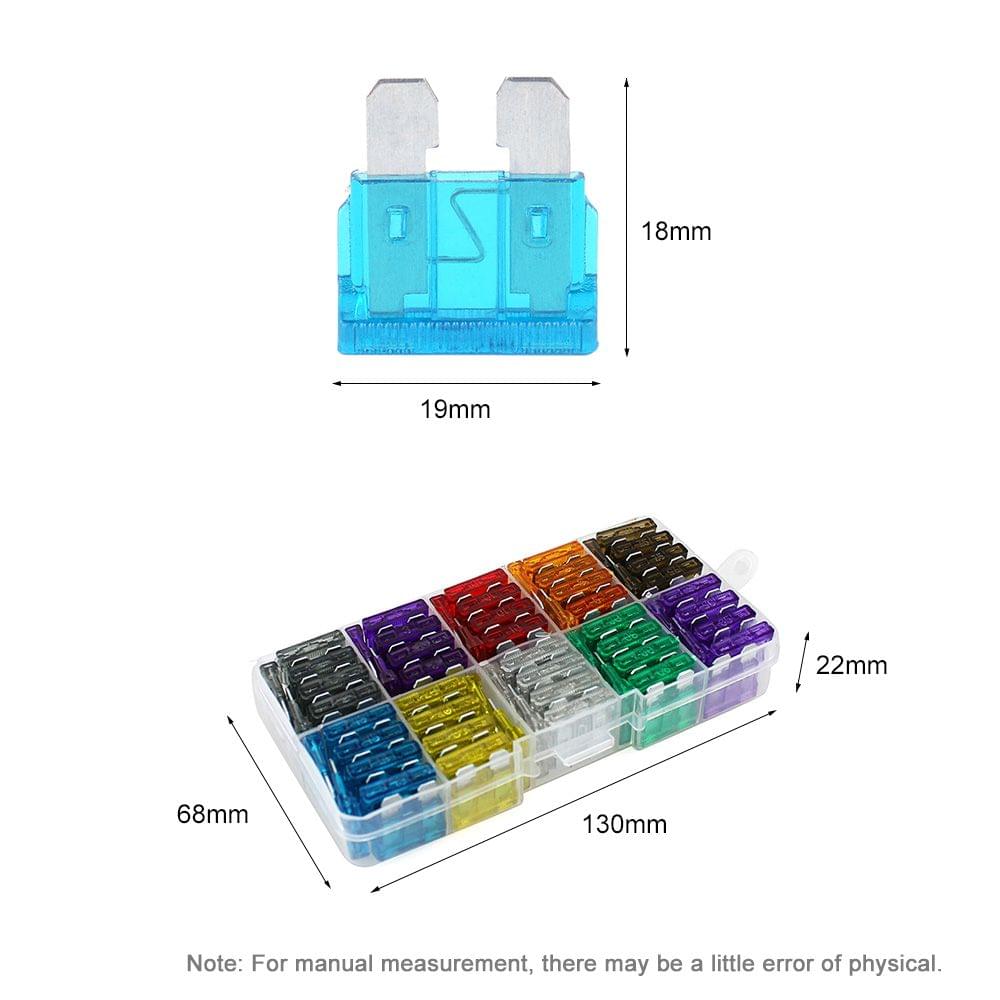 100pcs Assortment Car Standard Blade Fuses 2A 3A 5A 7.5A 10A