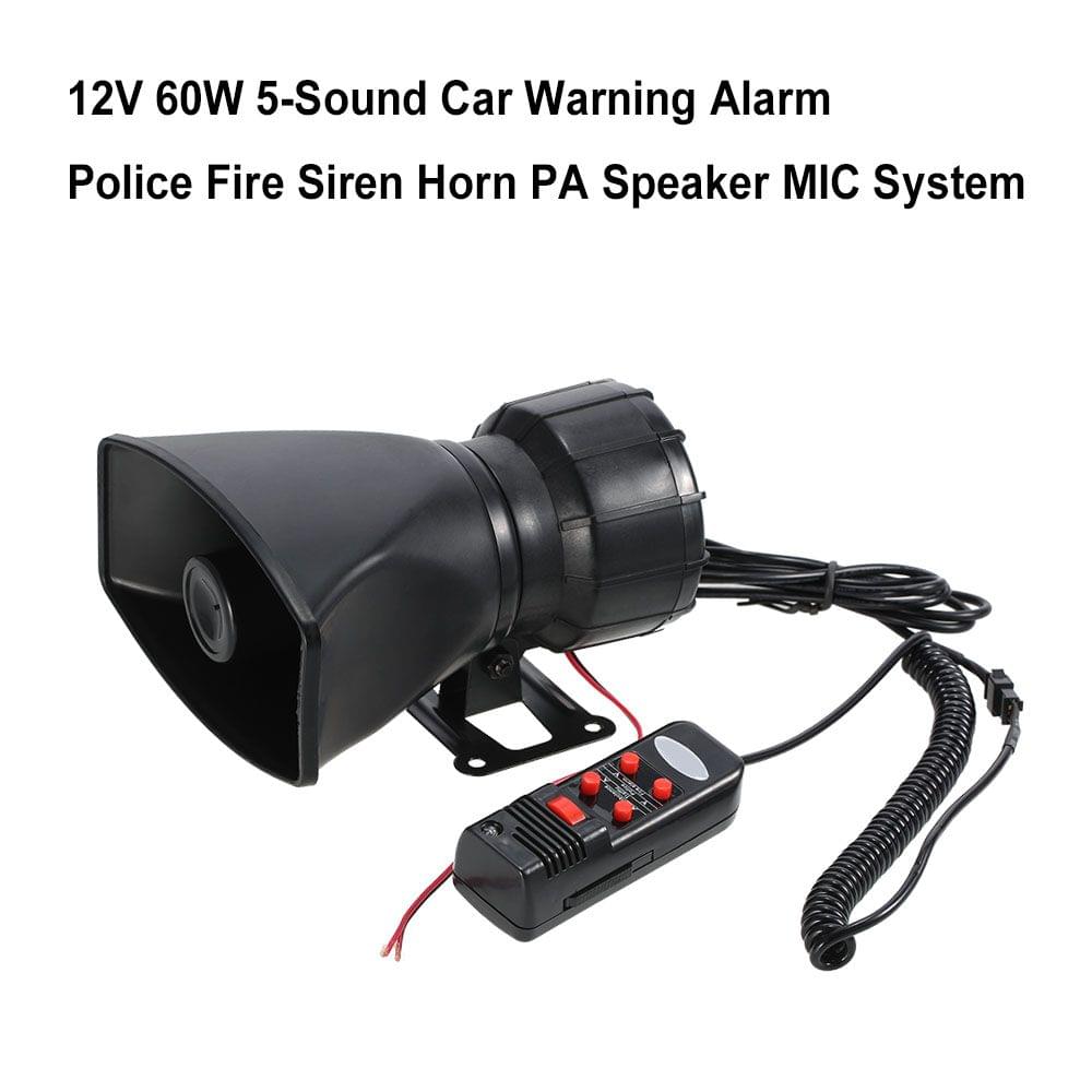 12V 60W 5 Sound Car Warning Alarm Police Fire Siren Horn