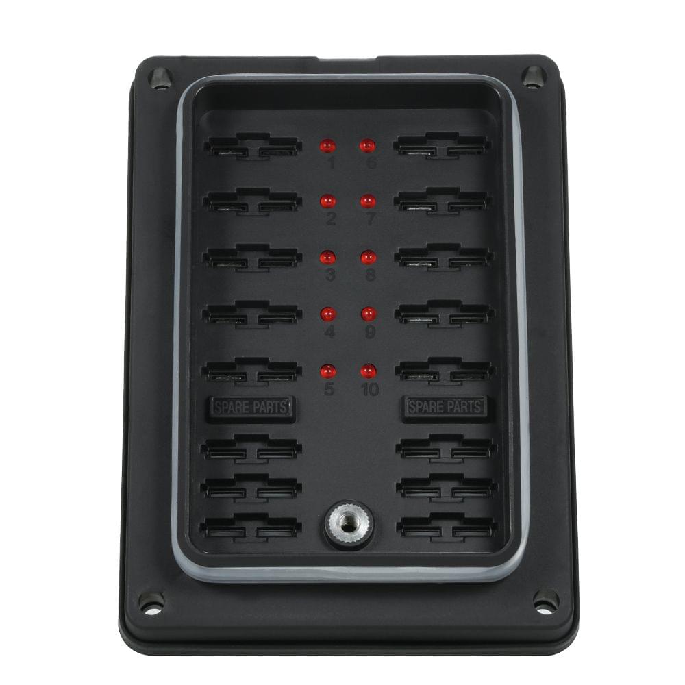 10 Way Waterproof Blade Fuse Box Holder with LED Indicator