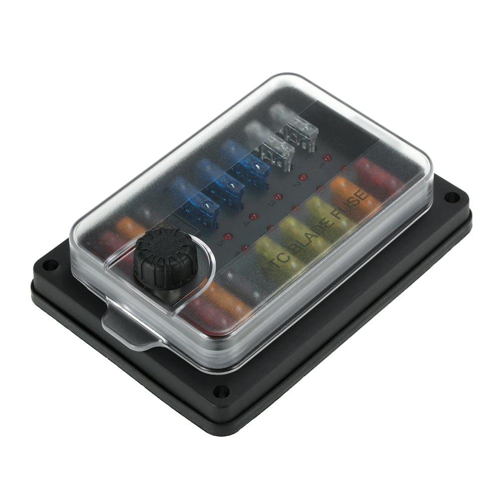 10 Way Waterproof Blade Fuse Box Holder with LED Indicator