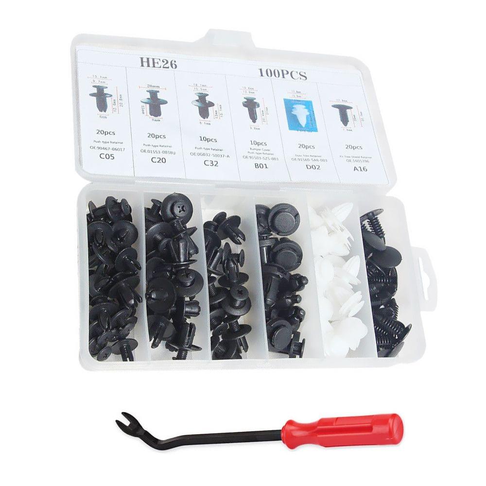 100Pcs Assorted Car Body Plastic Push Retainer Pin Rivet - 100pcs
