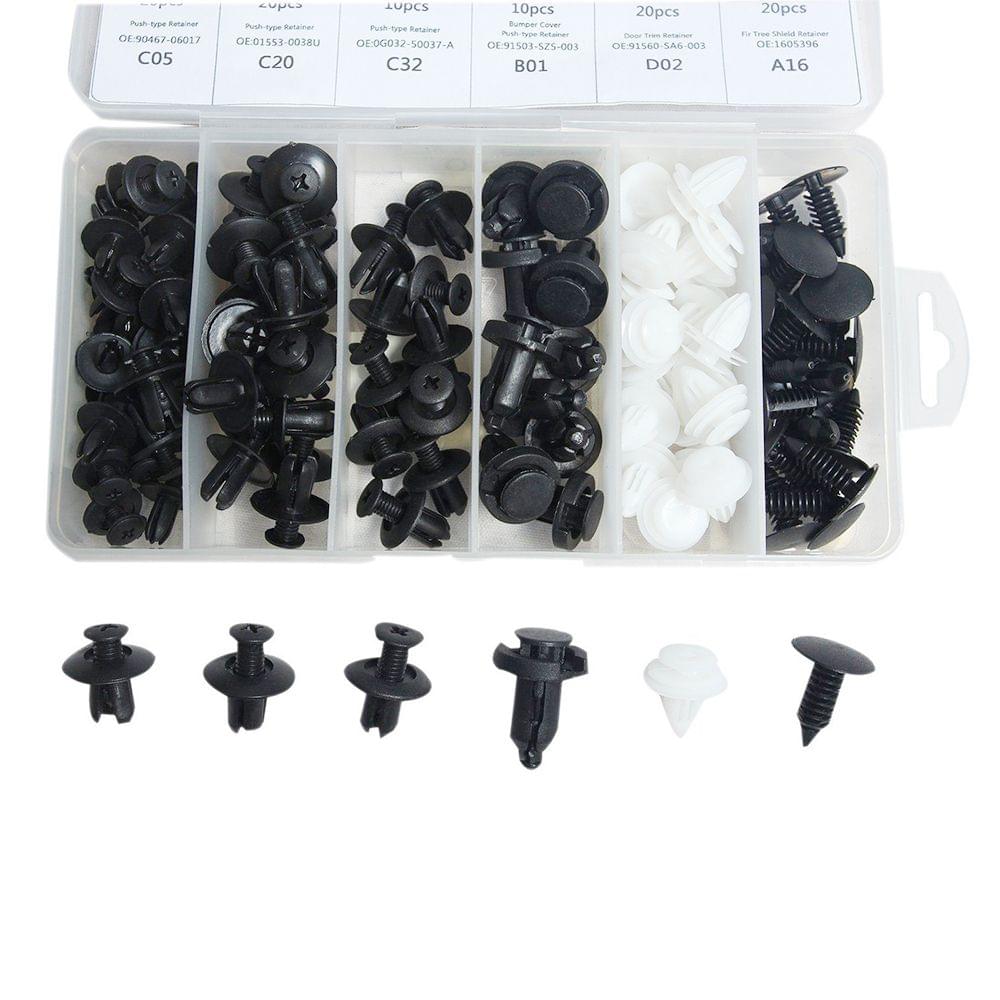 100Pcs Assorted Car Body Plastic Push Retainer Pin Rivet - 100pcs