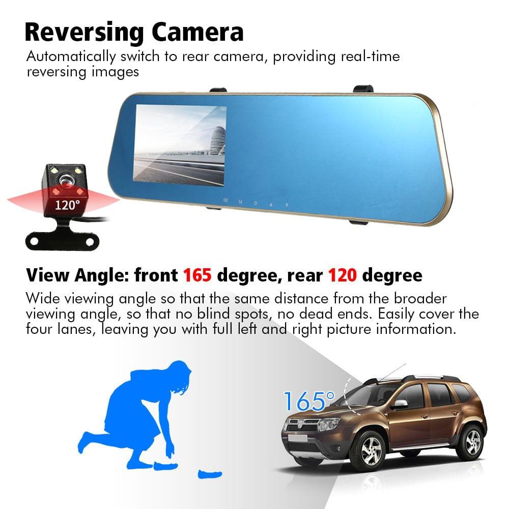 4.3'' HD Car DVR Dash Cam Video Camera Vehicle Driving - With rear view camera