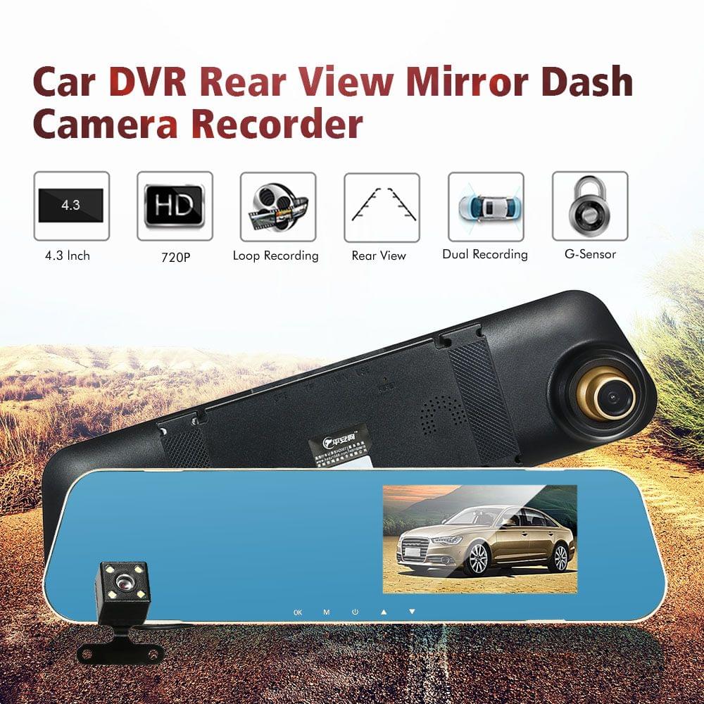 4.3'' HD Car DVR Dash Cam Video Camera Vehicle Driving - With rear view camera