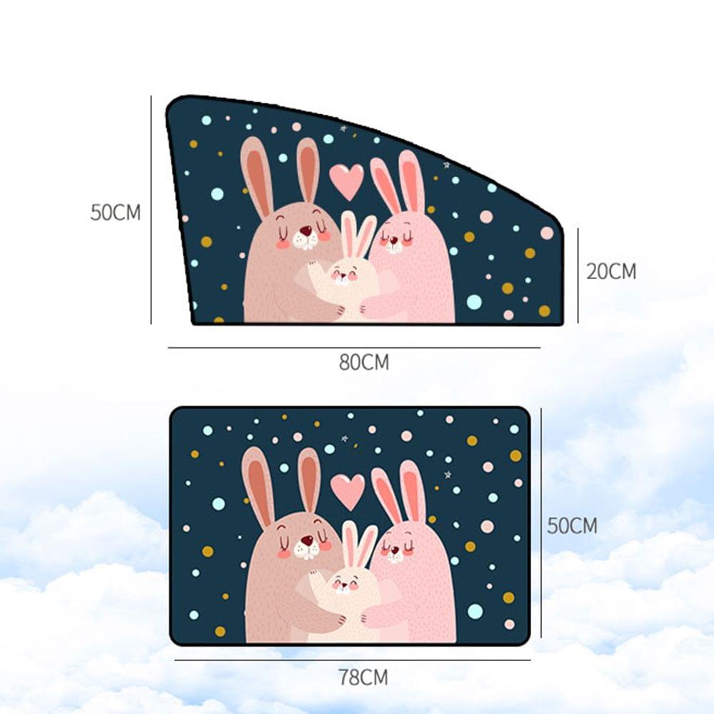 Cartoon Pattern Retractable Magnetic Car Sun Shade Universal - Style 2 & Front Right Side