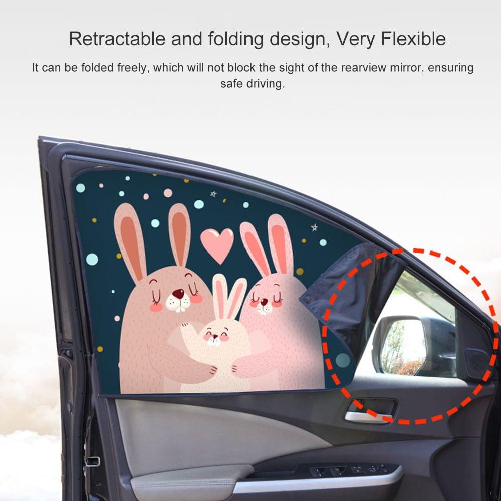 Cartoon Pattern Retractable Magnetic Car Sun Shade Universal - Style 2 & Front Right Side