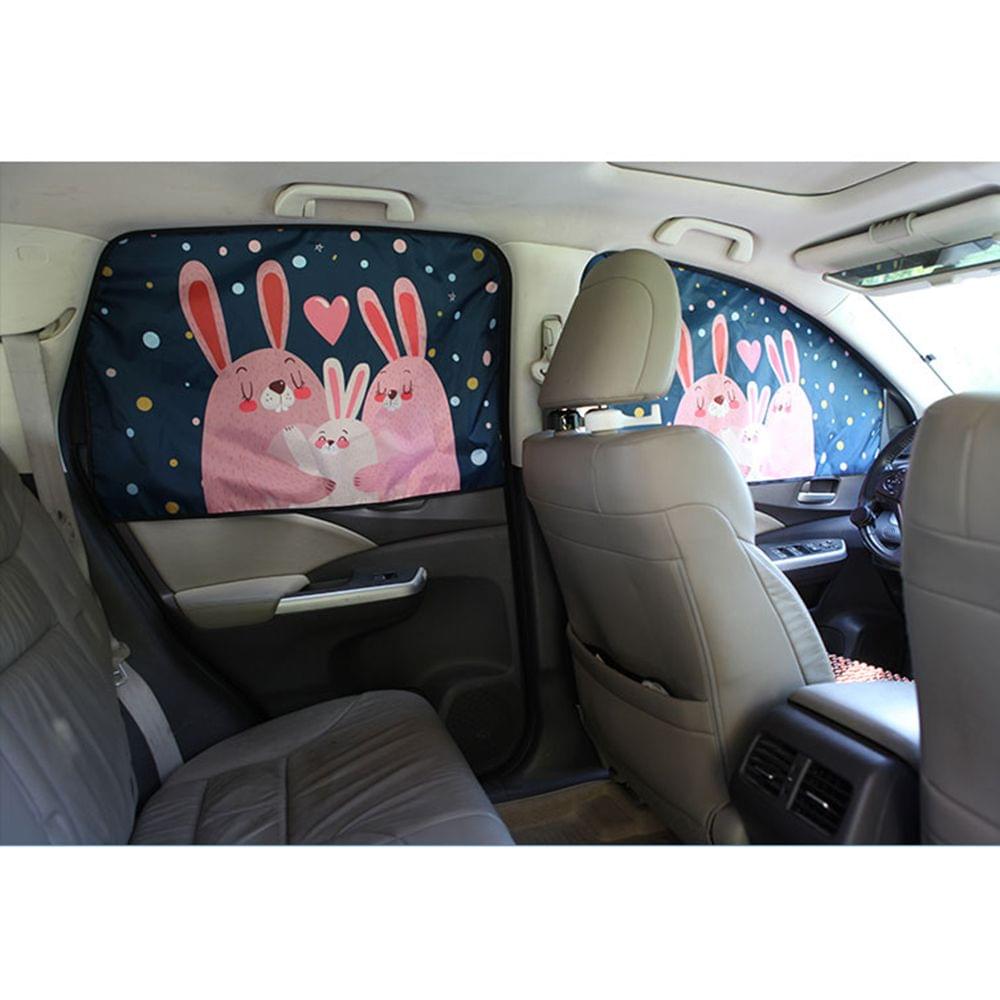 Cartoon Pattern Retractable Magnetic Car Sun Shade Universal - Style 2 & Front Right Side