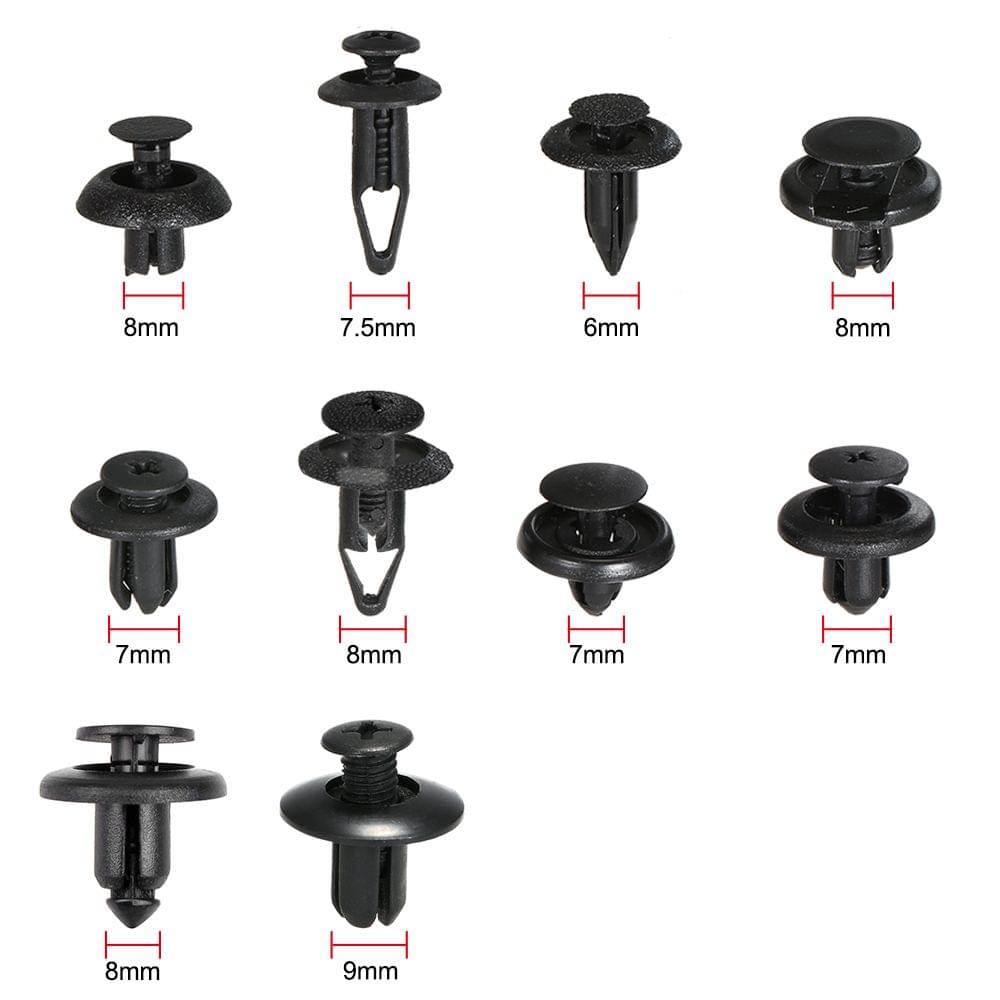 100Pcs Fastener Clips Trunk Screw Rivets Set Car Bumper