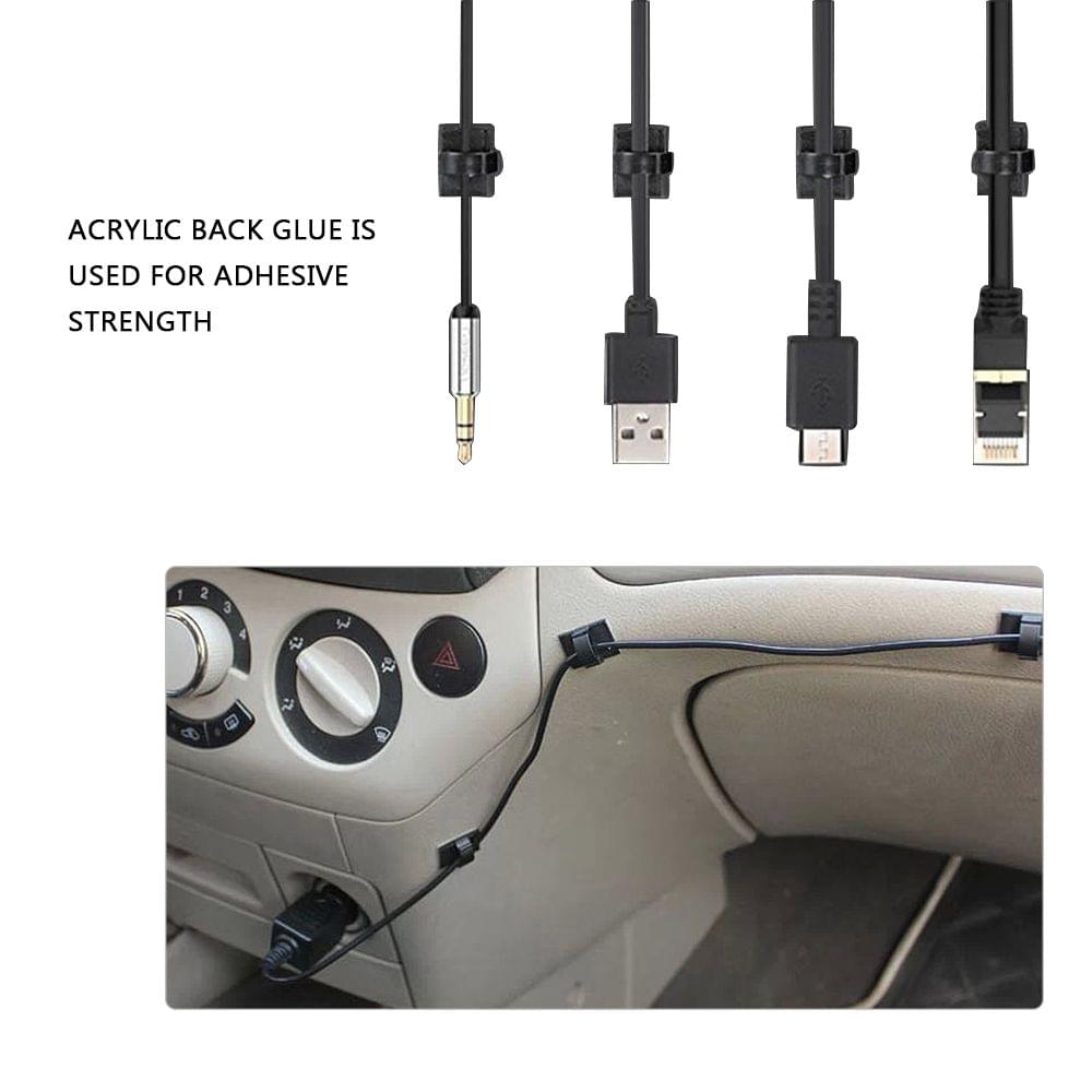 Adhesive Cable Clips Wire Clamps Car Cable Organizer Cord - Black100pcs