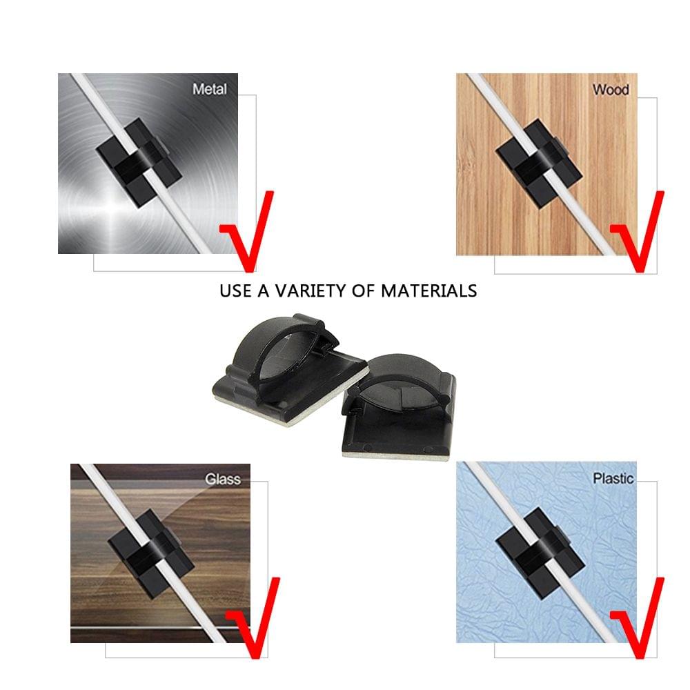 Adhesive Cable Clips Wire Clamps Car Cable Organizer Cord - Black50pcs