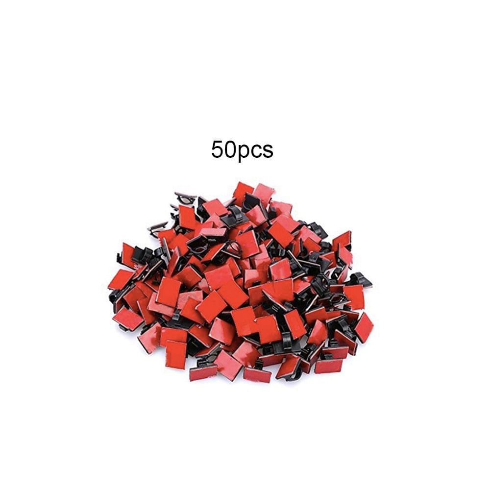 Adhesive Cable Clips Wire Clamps Car Cable Organizer Cord - Black50pcs