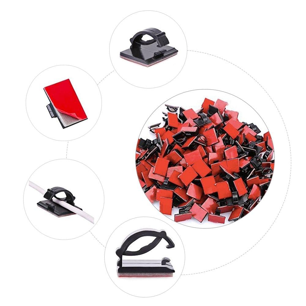 Adhesive Cable Clips Wire Clamps Car Cable Organizer Cord - Black50pcs