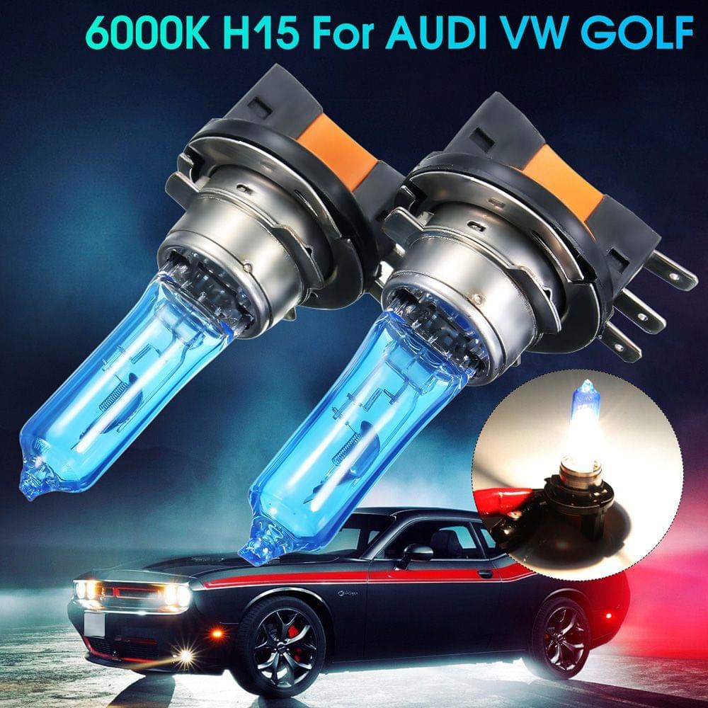 2Pcs 55W H15 Xenon White Front Light Bulb DRL HID for