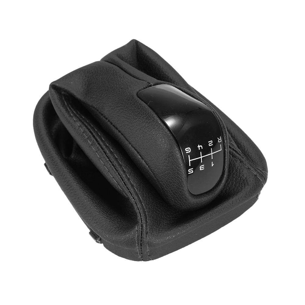 Car Gear Shift Knob Cover 6 Speed Black Leather Cover Case