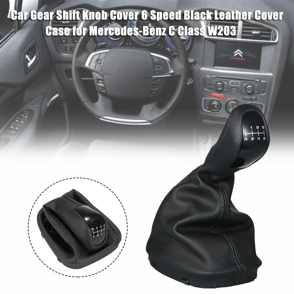 Car Gear Shift Knob Cover 6 Speed Black Leather Cover Case