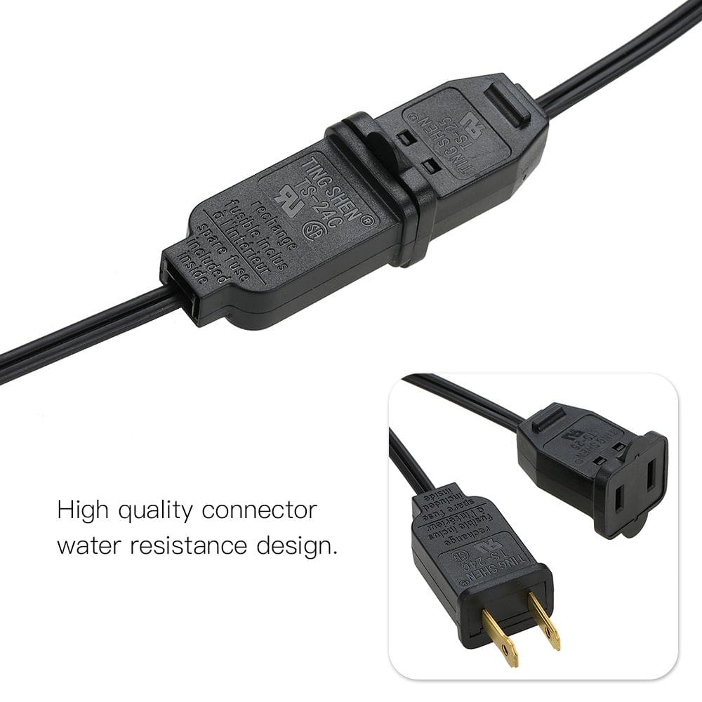 Tomshine 3M/9.8Ft Water Resistance IP20 Extension Cable for - US Plug