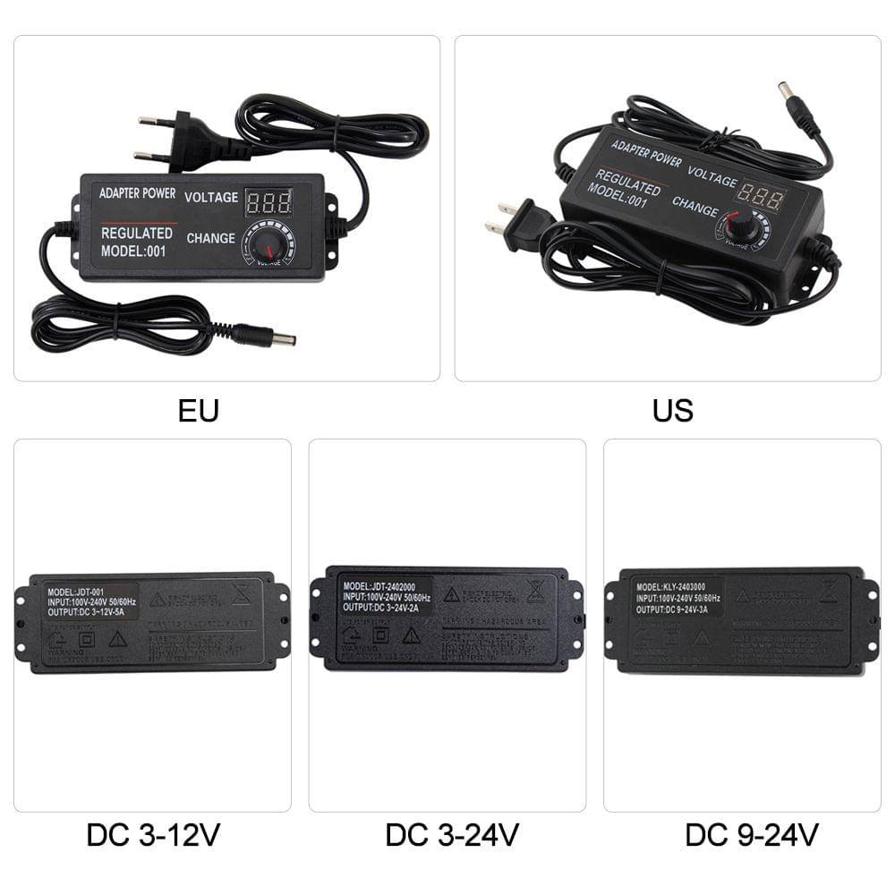 AC to DC Adapter 3V-24V 2A Universal Adjustable Electricity - EU 3V-24V 2A
