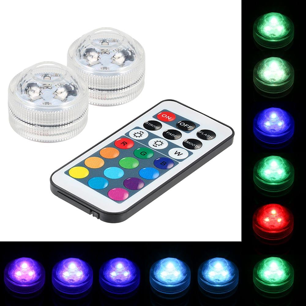Mini LEDs RGB Submersible Light Colorful Lamp Underwater - 2pcs