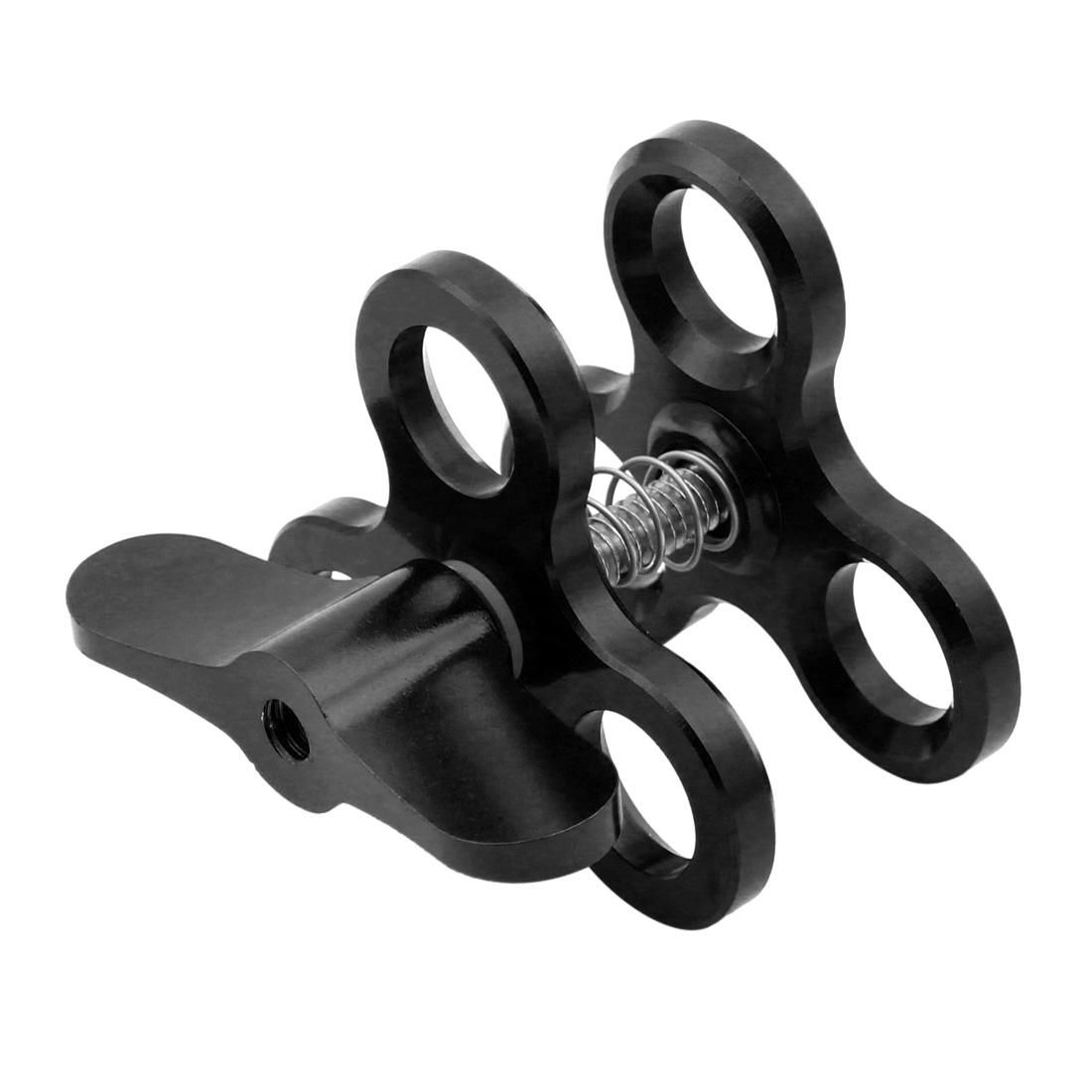 PULUZ Triple Ball Clamp Close Hole Diving Camera Bracket CNC Aluminum Spring Flashlight Clamp for Diving Underwater Photography System (Black)