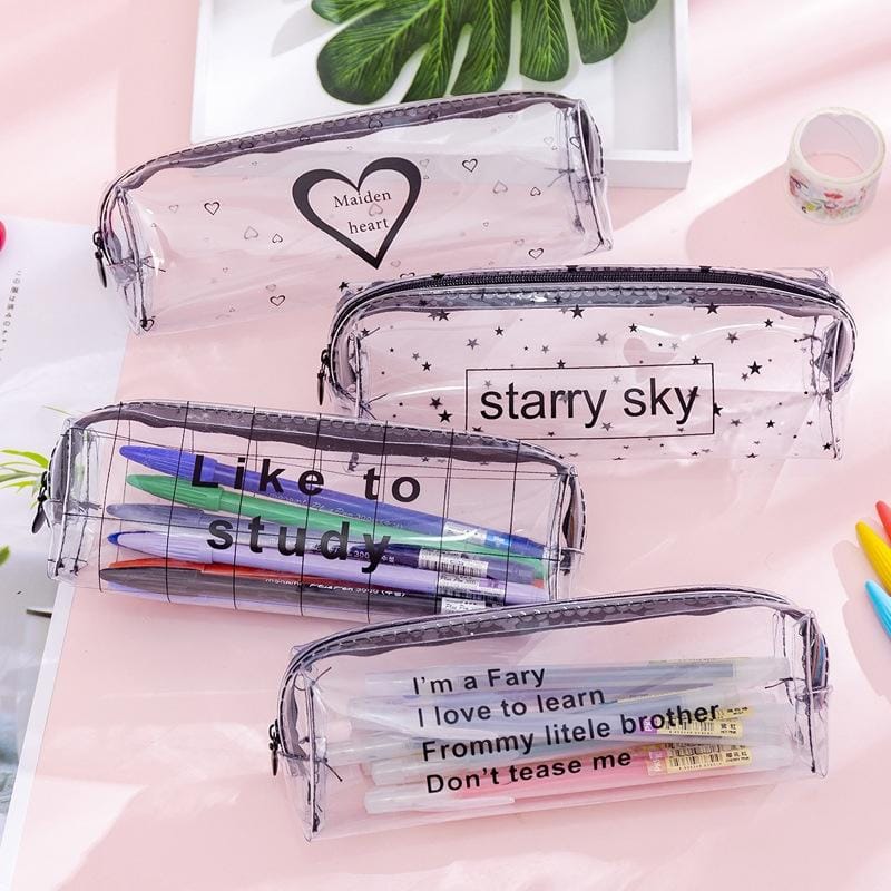 Transparent Letter Large Capacity Pencil Box Storage Bag Stationery School Supplies (Lattice Letter)