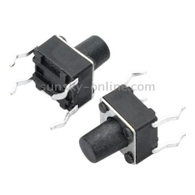 100 pcs PA66 DC 12V 50mA Tact Switch, Size: 6 x 6 x 7.5mm