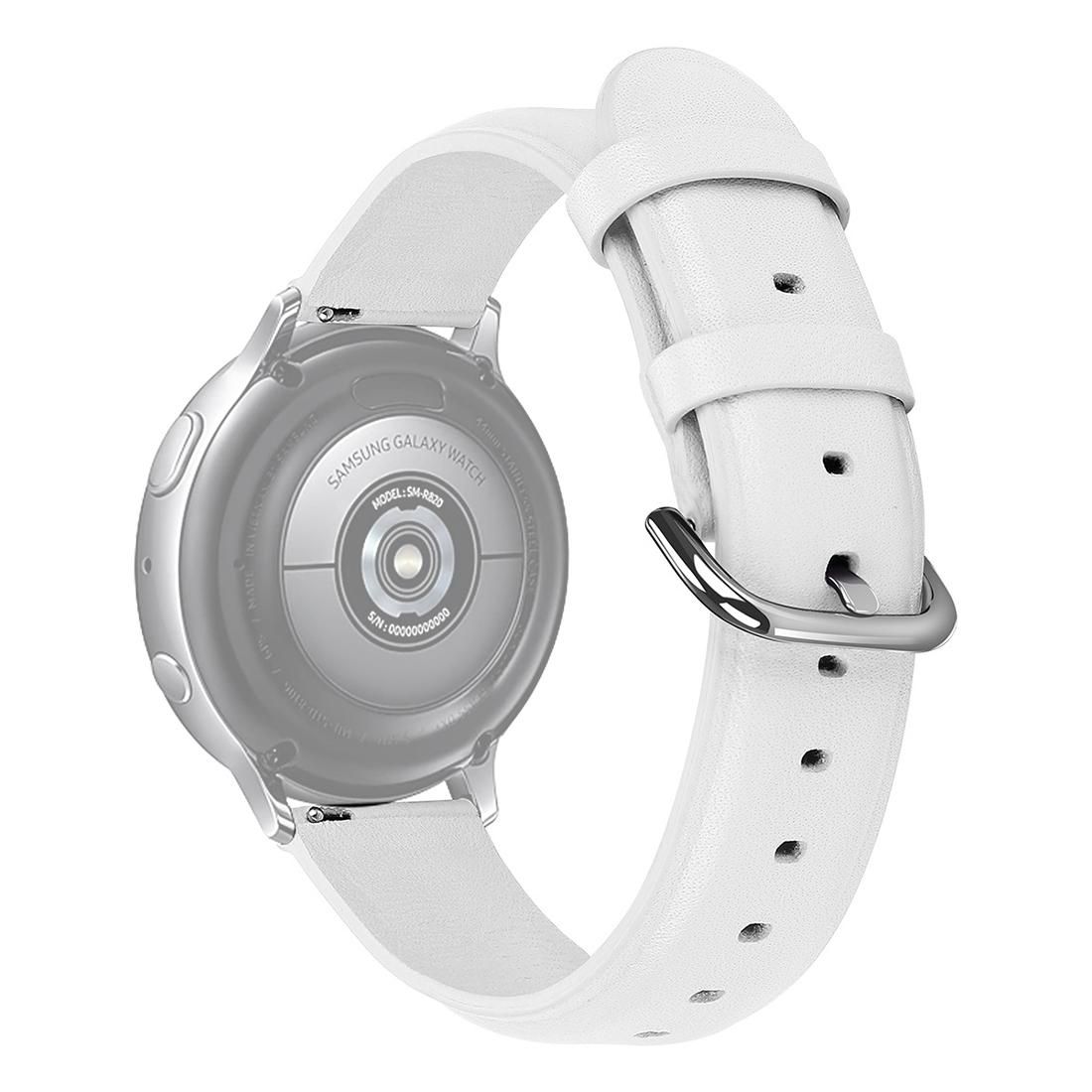 For Galaxy Watch Active 2 Smart Watch Genuine Leather Wrist Strap Watchband, Size:22mm (Black)