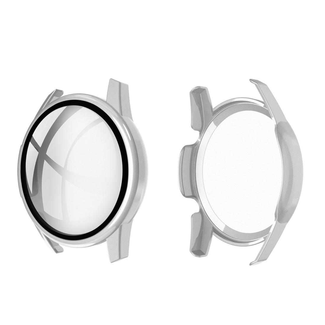 For Huawei watch GT2 46MM oil-injected PC Shell +9H Tempered Glass Film Integrated Protective Shell (Sliver)