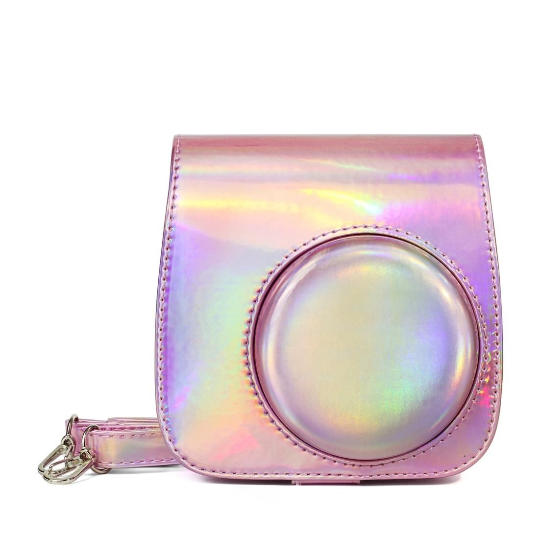 Aurora Oil Paint Full Body Camera PU Leather Case Bag with Strap for FUJIFILM instax mini 9 / mini 8+ / mini 8 (Rose Gold)