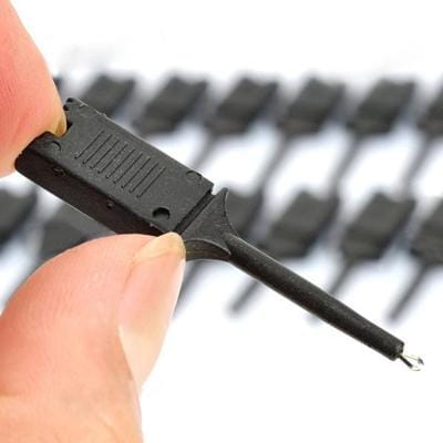 Plastic Flat Multimeter Test Hook Clip Probes for PCB IC (Black)