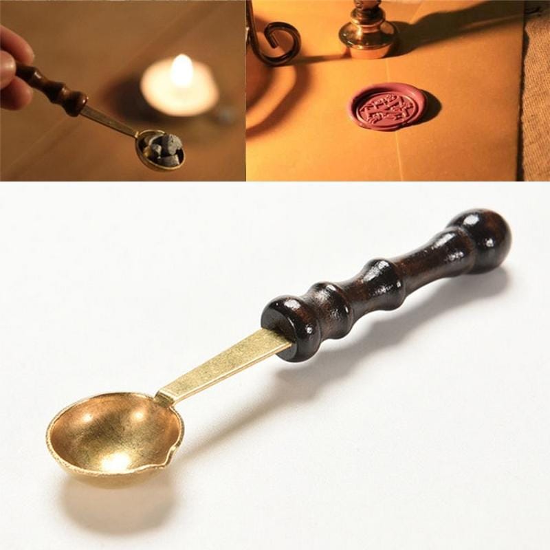 Wax Stamp Sealing Wax Spoon Vintage Wood Handle Anti Hot Wax Spoon