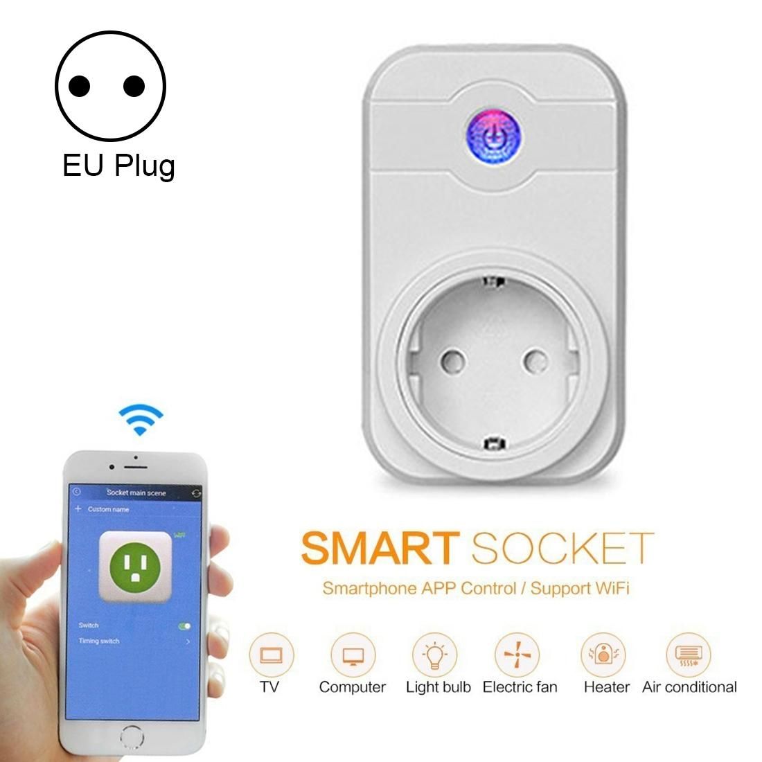 SWA1 10A Home Automation Wireless Smart WiFi Socket, Support Smartphone Remote Control & Timing Switch & Alexa & Google Home (Style1)