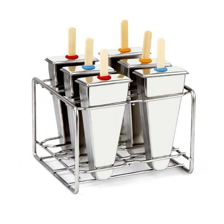 Stainless Steel DIY Ice Cream Mold Household Popsicle Ice Cream Mold (6 Watermelon Cups Double Slot)