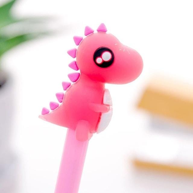 5 PCS Creative Stationery Dinosaur Silicone Head Neutral Pen (Pink)