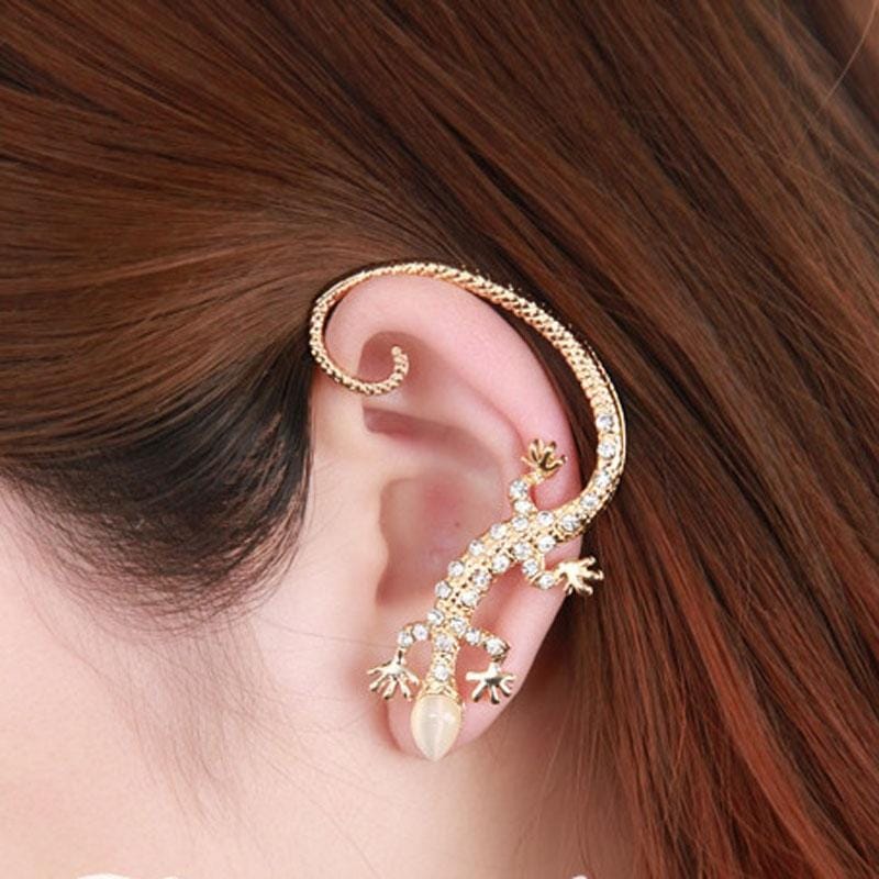 Women Fashion Elegant Charming Lizard Design Earrings (Gold)