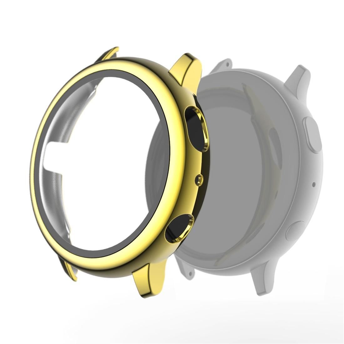 For Samsung Galaxy Watch Active 2 44mm Electroplate PC Protective Case with Tempered Glass Film (Gold)