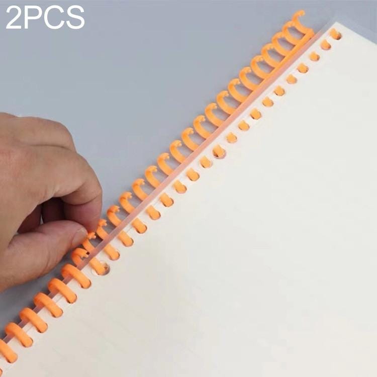 2 PCS Desk Calendar Loose-leaf Open Binding Ring A4 Plastic 34-hole Loose-leaf Double Coil (10mm Orange)